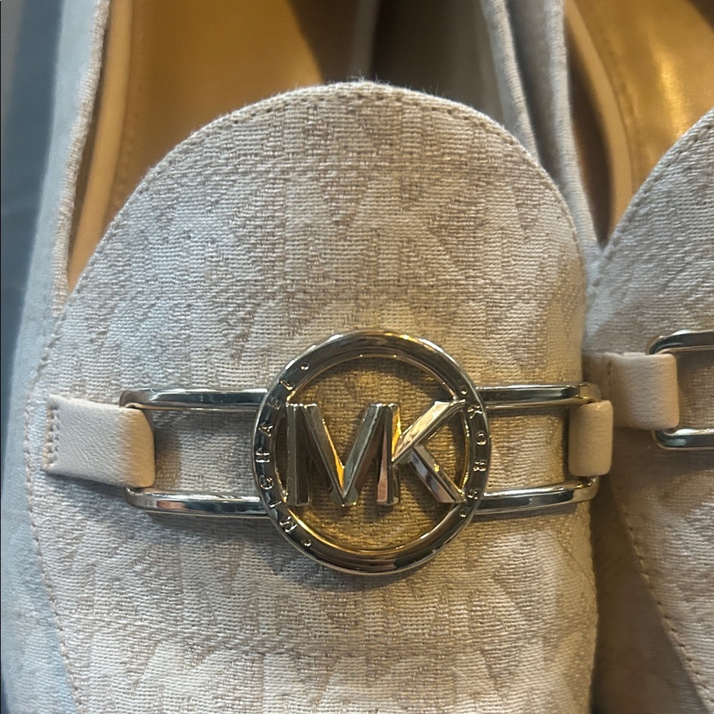 Michael Kors Light Gray Loafers with Silver Emblem - Picture 7 of 8